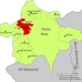 Localización de Forcall respecto a la comarca de Los Puertos
