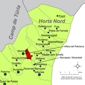 Localització d'Alfara del Patriarca respecte de l'Horta Nord.png