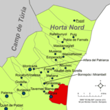 Localización de Alboraya respecto a la comarca de la Huerta Norte
