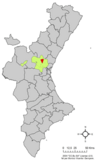 Localización de Olocau respecto al País Valenciano