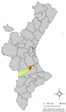 Localización de Játiva respecto a la Comunidad Valenciana