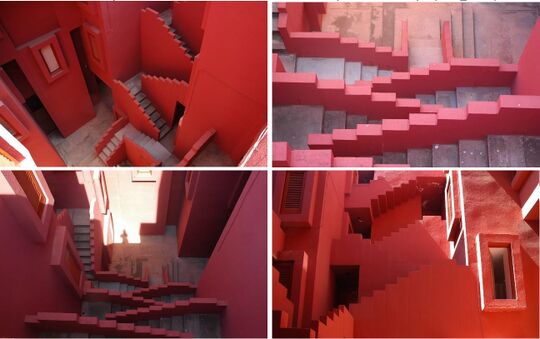 08. Distintas vistas del patio de luces y pozo de luz ‘rojo’ con sus juegos de escaleras imposibles (2007)