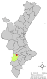 Localización de Benejama respecto a la Comunidad Valenciana