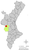 Localización de Cofrentes respecto de la Comunidad Valenciana
