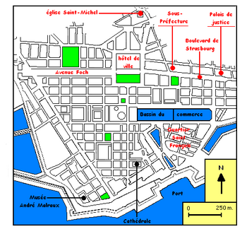 Plan ortogonal del centro de la ciudad de El Havre, reconstruido después de la Segunda Guerra Mundial