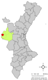 Localización de Villargordo del Cabriel respecto a la Comunidad Valenciana