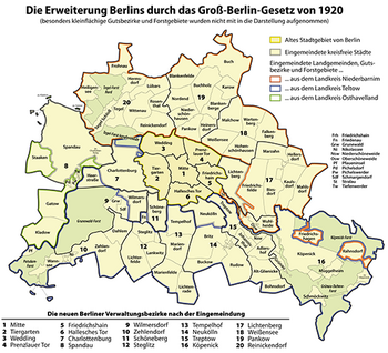 Organización administrativa del Gran Berlín surgido de las anexiones de 1920