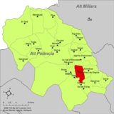 Localización de Castellnovo respecto a la comarca del Alto Palancia
