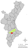 Localización de Bocairente respecto a la Comunidad Valenciana