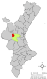 Localización de Siete Aguas respecto a la Comunidad Valenciana