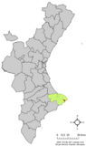 Localización de Benitachell respecto a la Comunidad Valenciana