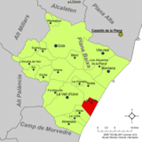Localización de Moncofa respecto a la comarca de la Plana Baixa