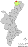 Localización de Zorita del Maestrazgo respecto al País Valenciano