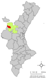 Localización de Tuéjar respecto al País Valenciano