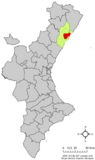 Localización de Cabanes respecto a la Comunidad Valenciana