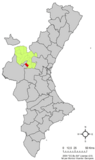 Localización de Sot de Chera respecto al País Valenciano