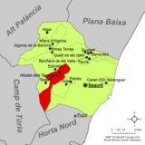 Localización de Albalat de Taronchers respecto a la comarca del Campo de Morvedre