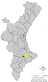 Localización de Cocentaina respecto a la Comunidad Valenciana