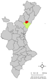 Localización de Onda respecto al País Valenciano