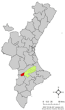 Localización de Fontanares respecto a la Comunidad Valenciana