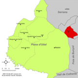 Localización de Chera respecto a la comarca de Requena-Utiel