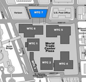 WTC Building Arrangement and Site Plan (building 7 highlighted).jpg