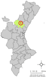Localización de Gaibiel respecto al País Valenciano