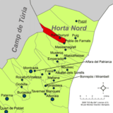Localización de Rafelbuñol respecto a la comarca de la L'Horta Nord