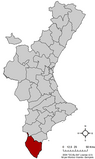 Localización de Orihuela respecto a la Comunidad Valenciana