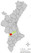 Localización de Mogente respecto a la Comunidad Valenciana