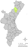 Localización de Figueroles respecto al País Valenciano