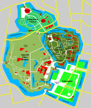 Mapa del Palacio Imperial y de los jardines que lo rodean