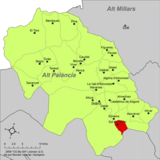 Localización de Sot de Ferrer respecto a la comarca del Alto Palancia