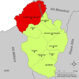 Localización de Vistabella del Maestrazgo respecto a la comarca del Alcalatén