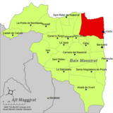 Localización de Vinaroz respecto a la comarca del Bajo Maestrazgo