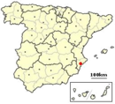 Localización del área metropolitana de Alicante en España