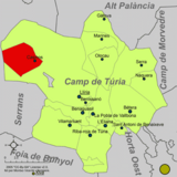 Localización de Casinos respecto a la comarca del Campo de Turia