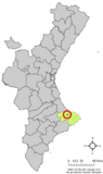 Localización de Sagra respecto a la Comunidad Valenciana
