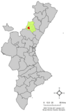 Localización de Montanejos respecto al País Valenciano