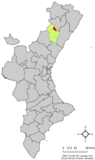 Localización de Benafigos respecto a la Comunidad Valenciana