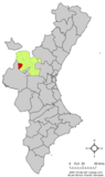 Localización de Benagéber respecto al País Valenciano
