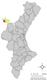 Localización de Vallanca respecto al País Valenciano