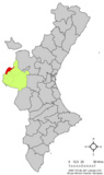 Localización de Camporrobles respecto al País Valenciano