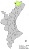 Localización de la Mata respecto al País Valenciano