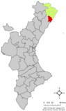 Localización de Alcalá de Chivert respecto a la Comunidad Valenciana
