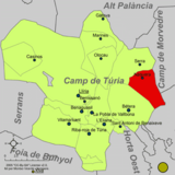 Localización de Náquera respecto a la comarca del Campo de Turia